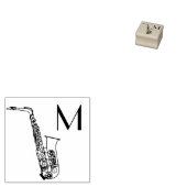Saxophone Initiaal Monogram Musician Band Teacher Rubberstempel (Gestempeld)