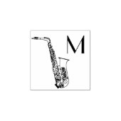 Saxophone Initiaal Monogram Musician Band Teacher Rubberstempel (Afrduk)