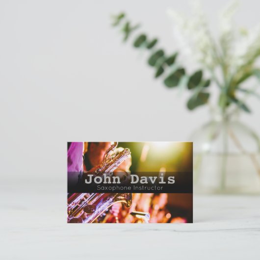 Saxophone Instructor visitekaartje (Staand voorkant)