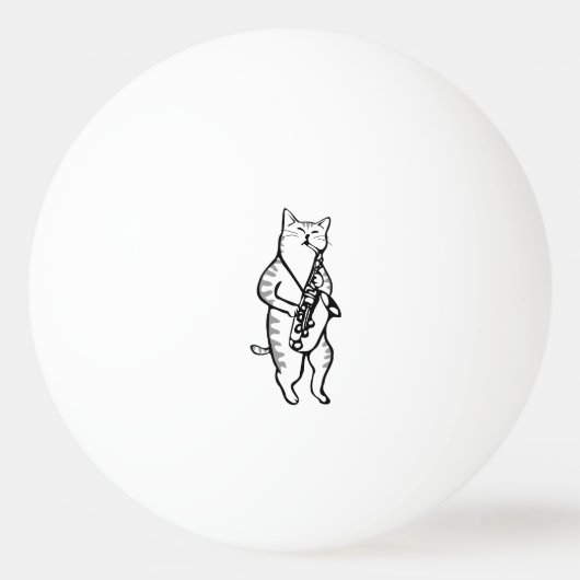 Saxophone Instrument Music Jazz Cat Golf Balls Pingpongbal (Voorkant)