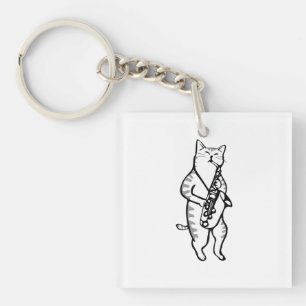 Saxophone Instrument Music Jazz Cat Golf Balls Sleutelhanger