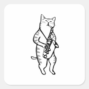 Saxophone Instrument Music Jazz Cat Golf Balls Vierkante Sticker
