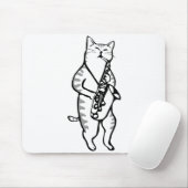 Saxophone Instrument Music Jazz Cat Muismat (Met muis)