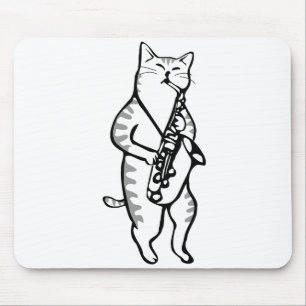 Saxophone Instrument Music Jazz Cat Muismat