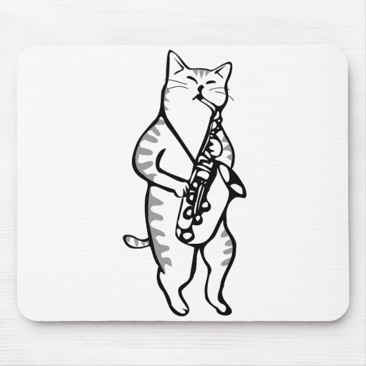 Saxophone Instrument Music Jazz Cat Muismat (Voorkant)