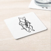 Saxophone Instrument Music Jazz Cat Muismat Kartonnen Onderzetters (Schuin)