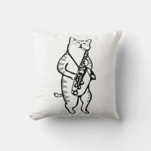 Saxophone Instrument Music Jazz Cat T-Shirt Kussen