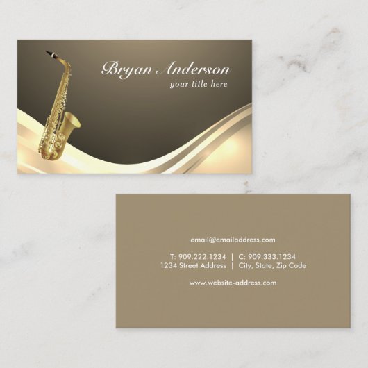 Saxophone Instrument Visitekaartje (Voorkant / Achterkant)