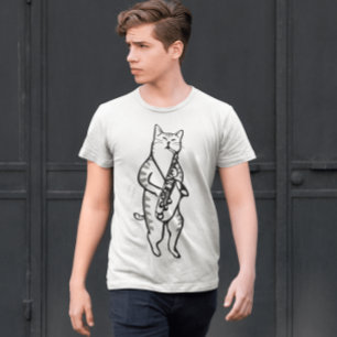 Saxophone jazz Cat, mannen en vrouwelijke T-shirts