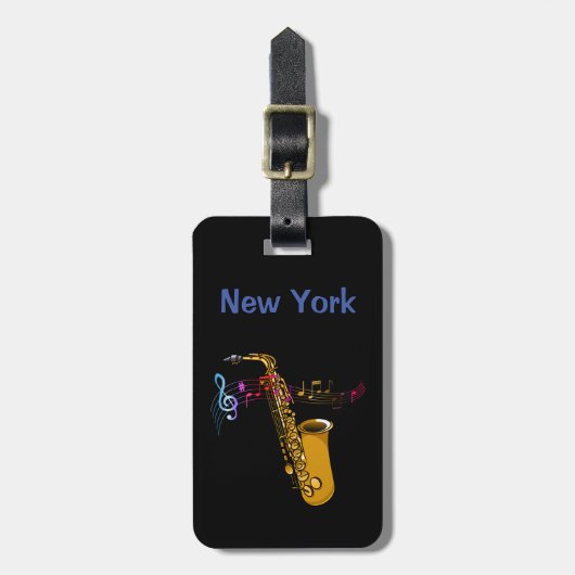 Saxophone Jazz in New York Bagagelabel (Voorkant verticaal)