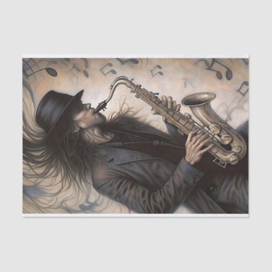 Saxophone & Jazz Music Lovers Decoupage Tissuepapier (Voorkant)
