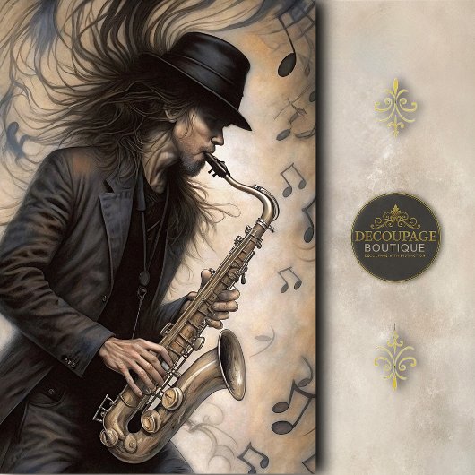 Saxophone & Jazz Music Lovers Decoupage Tissuepapier