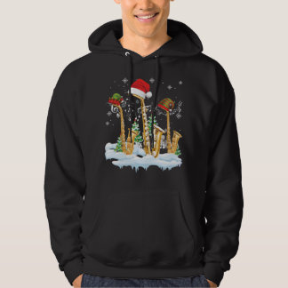 Saxophone Jazz Santa Hat kerstboommuzikant S Hoodie