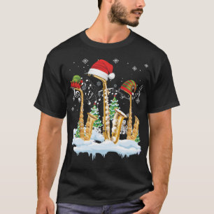 Saxophone Jazz Santa Hat kerstboommuzikant S T-shirt