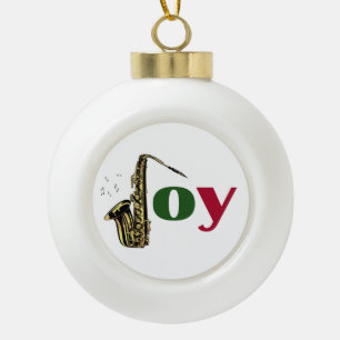 Saxophone Kerstfeest Joy Keramische Bal Ornament