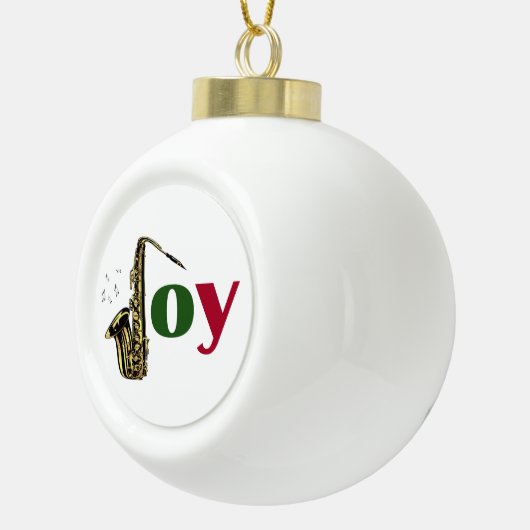 Saxophone Kerstfeest Joy Keramische Bal Ornament (Rechts)