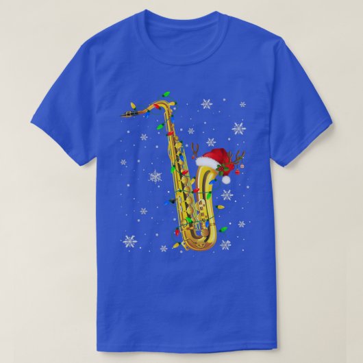 Saxophone Kerstmis grappige muziek met lomp-lompen T-shirt (Design voorkant)
