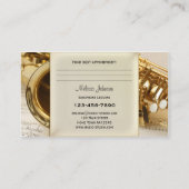 Saxophone Lessons Appointes Visitekaartje Afsprakenkaartje (Achterkant)