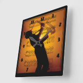 Saxophone Man Musician Sheet Music Vierkante Klok (Hoek)