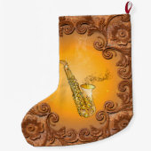 Saxophone met belangrijke noten grote kerstsok (Achterkant)
