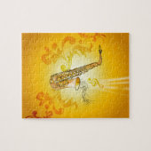 Saxophone met sleutelnoten en slim legpuzzel (Horizontaal)
