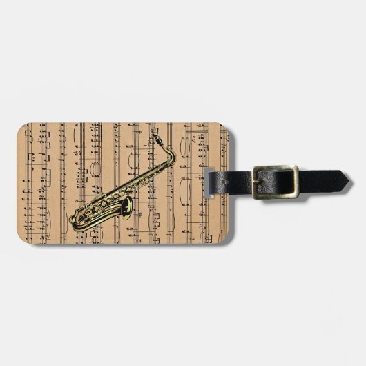 Saxophone ~ met vel Music Background Bagagelabel (Voorkant horizontaal)