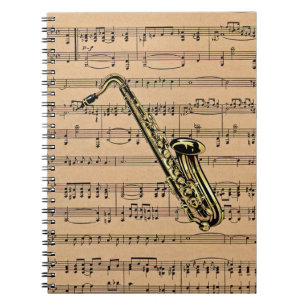 Saxophone ~ met vel Music Background Notitieboek