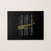 Saxophone met vel Music ~ Black Background Legpuzzel (Horizontaal)