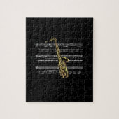 Saxophone met vel Music ~ Black Background Legpuzzel (Verticaal)