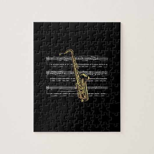 Saxophone met vel Music ~ Black Background Legpuzzel (Verticaal)