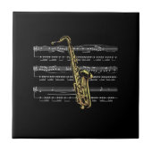 Saxophone met vel Music ~ Black Background Tegeltje (Voorkant)