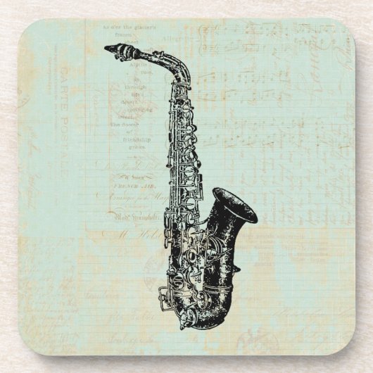 Saxophone  Mint Green Music Art Bier Onderzetter (Voorkant)