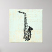 Saxophone  Mint Green Music Art Canvas Afdruk (Voorkant)