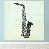 Saxophone Mint Green Music Art Canvas Afdruk (Insitu (Houten vloer))