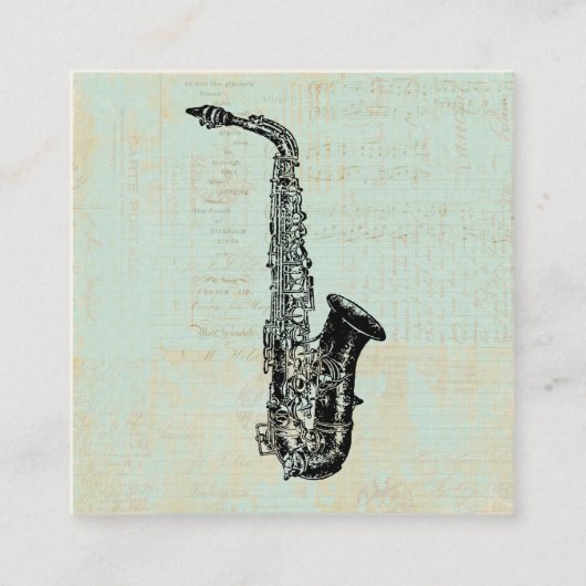 Saxophone  Mint Green Music Art Informatiekaartje (Voorkant)