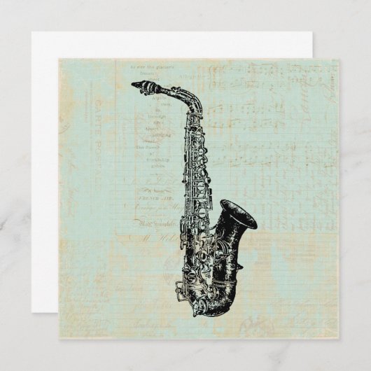 Saxophone  Mint Green Music Art Kaart (Voorkant / Achterkant)