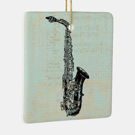 Saxophone Mint Green Music Art Keramisch Ornament (Rechts)