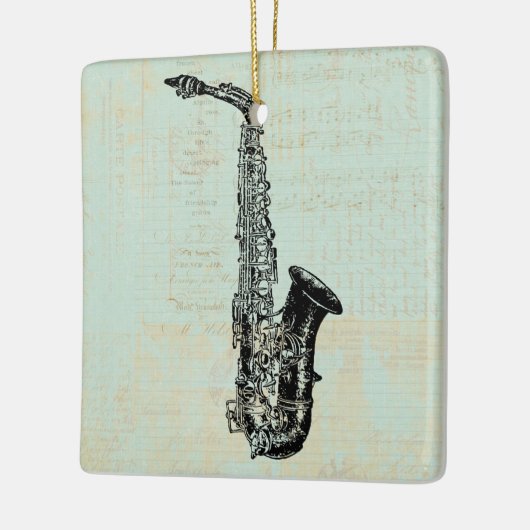 Saxophone Mint Green Music Art Keramisch Ornament (Links)