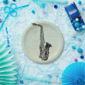 Saxophone  Mint Green Music Art Papieren Bordje (Feest)