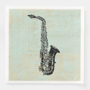 Saxophone Mint Green Music Art Servet