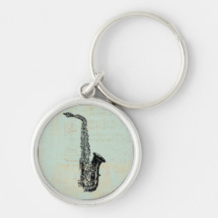 Saxophone  Mint Green Music Art Sleutelhanger