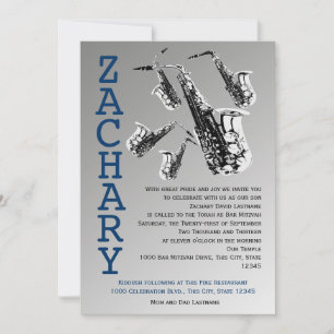 Saxophone Music Bar Mitzvah Kaart