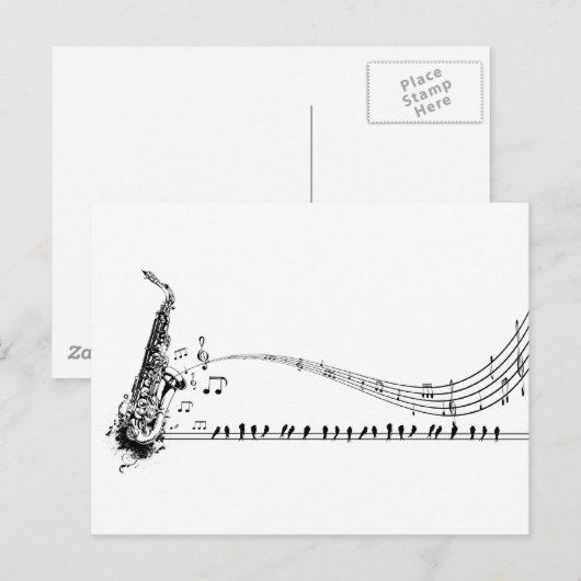 Saxophone Music Briefkaart (Voorkant / Achterkant)