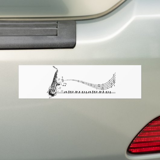 Saxophone Music Bumpersticker (Op auto)