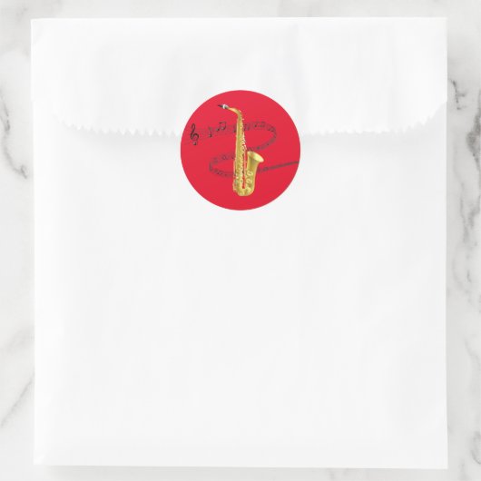 Saxophone Music Classic Round Sticker (Tas)