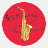 Saxophone Music Classic Round Sticker (Voorkant)