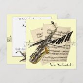 Saxophone Music Design Invitation Kaart (Voorkant / Achterkant)
