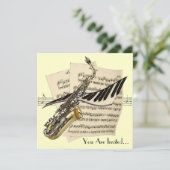 Saxophone Music Design Invitation Kaart (Staand voorkant)