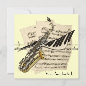 Saxophone Music Design Invitation Kaart (Voorkant)