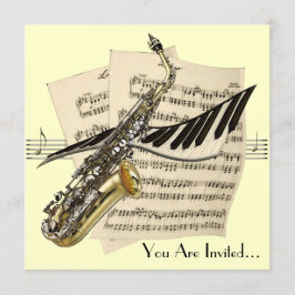 Saxophone Music Design Invitation Kaart